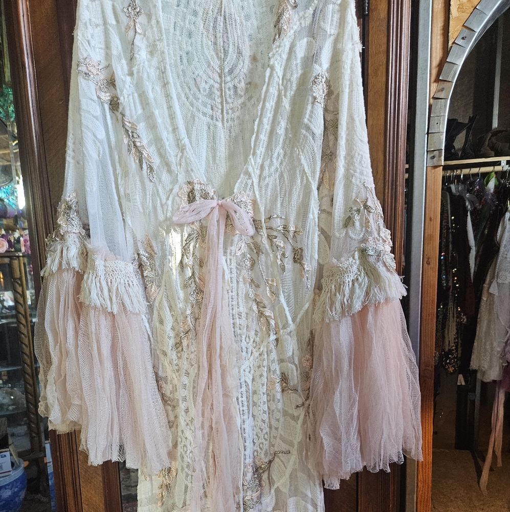 Floor Length Custom Lace Chiffon Gown - Picture 2 of 10